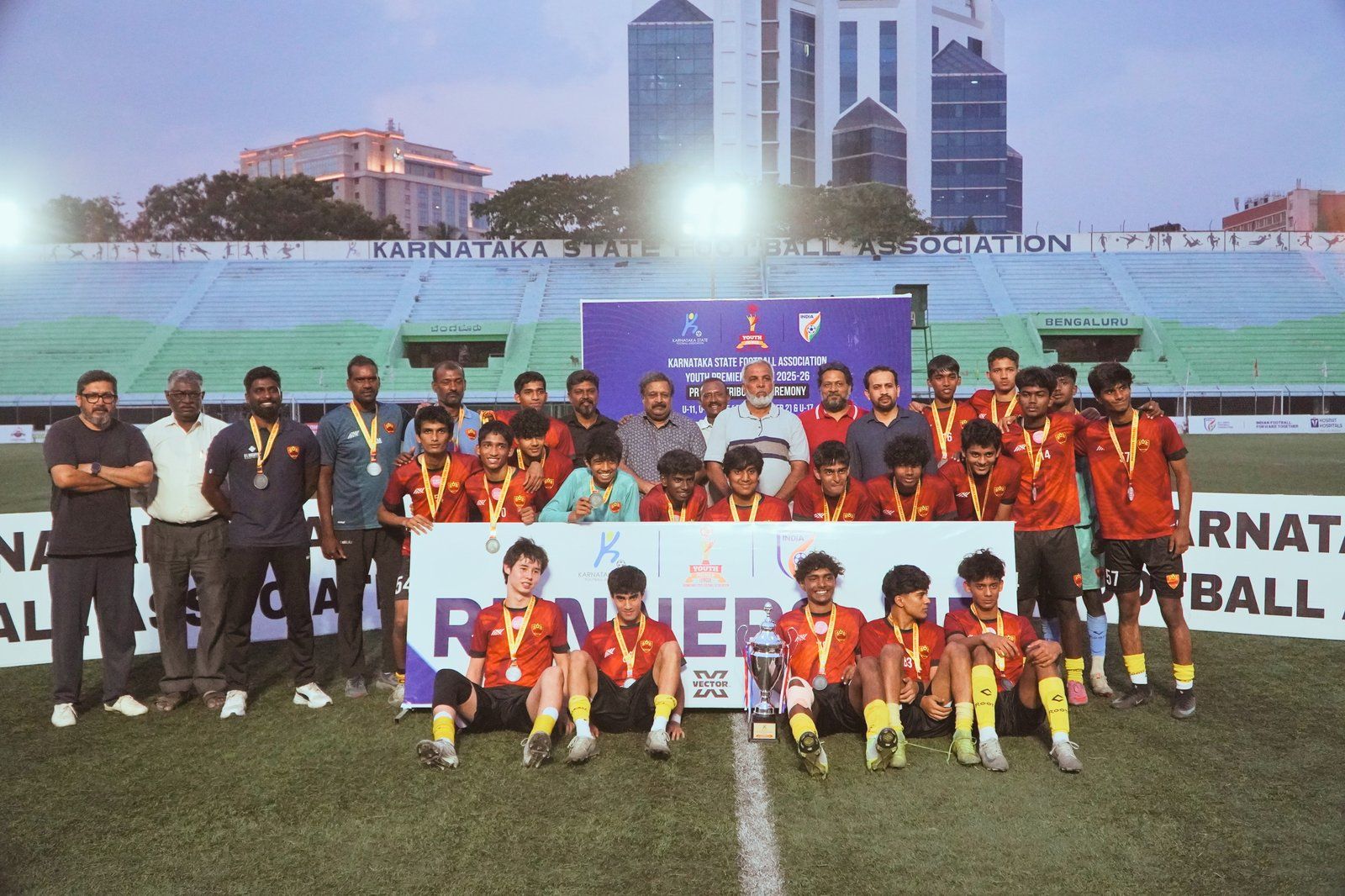 Roots U17 team celebrating as KSFA Youth Premier League runners-up
